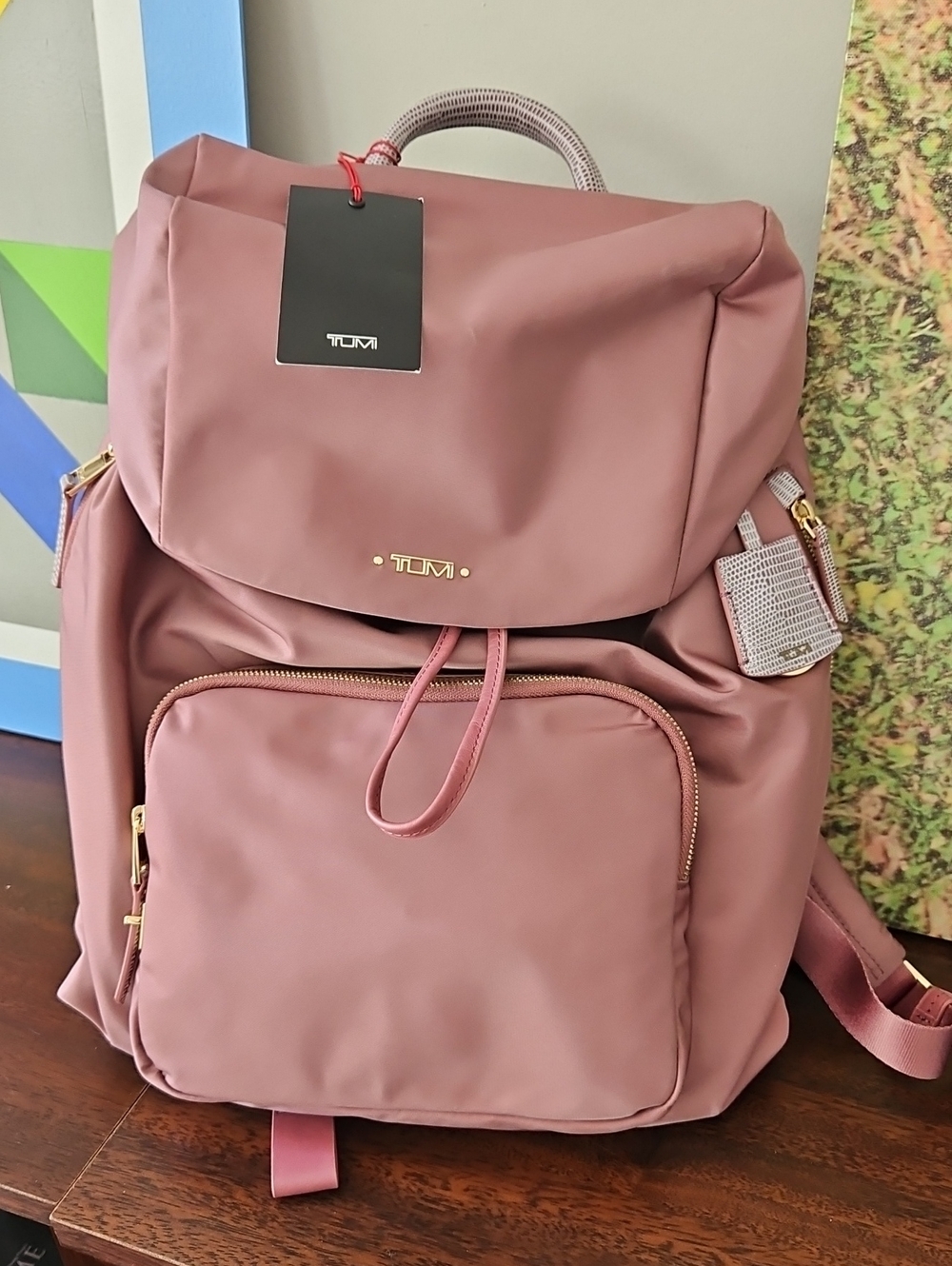 Tumi Dusty Rose Women's Backpack with Gold Accents